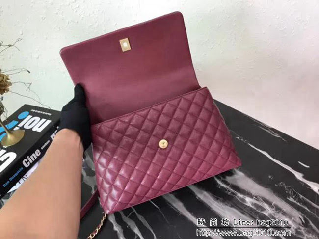 香奈兒CHANEL大號Chanel Coco handle全新頂級翻蓋單肩鏈條手柄包 肩帶可拆卸DSC1194